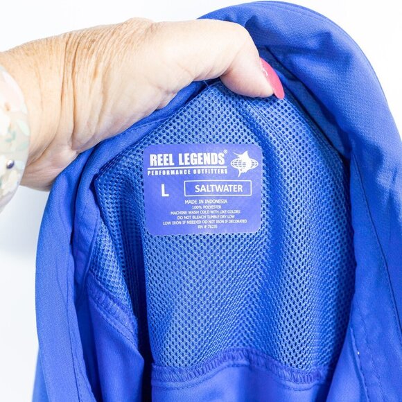 Reel Legends size L Saltwater Performance Outfitters fishing/hiking/camping blue - Picture 9 of 9